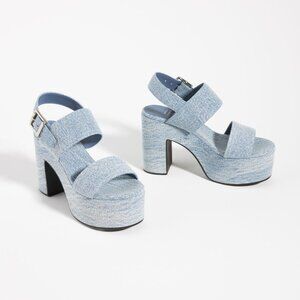 Jeffrey Campbell Moody Platform Sandal in denim blue